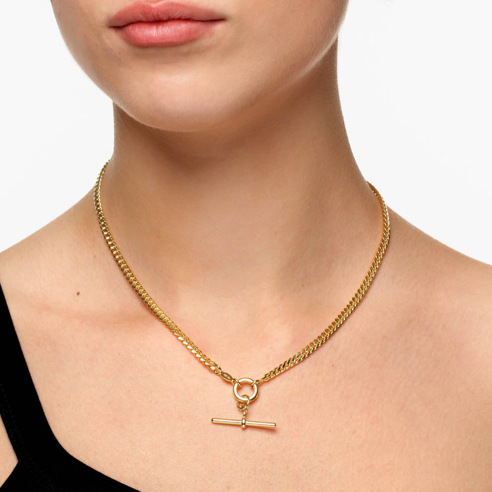 Medley Necklace Fob Curb Chain Necklace in Gold