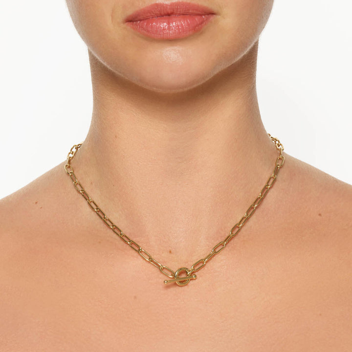 Medley Necklace Fob Paperclip Chain Necklace in Gold