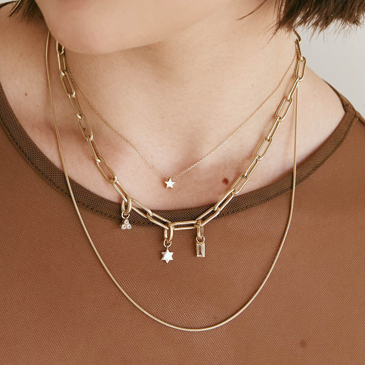 Fob Paperclip Chain Necklace in Gold