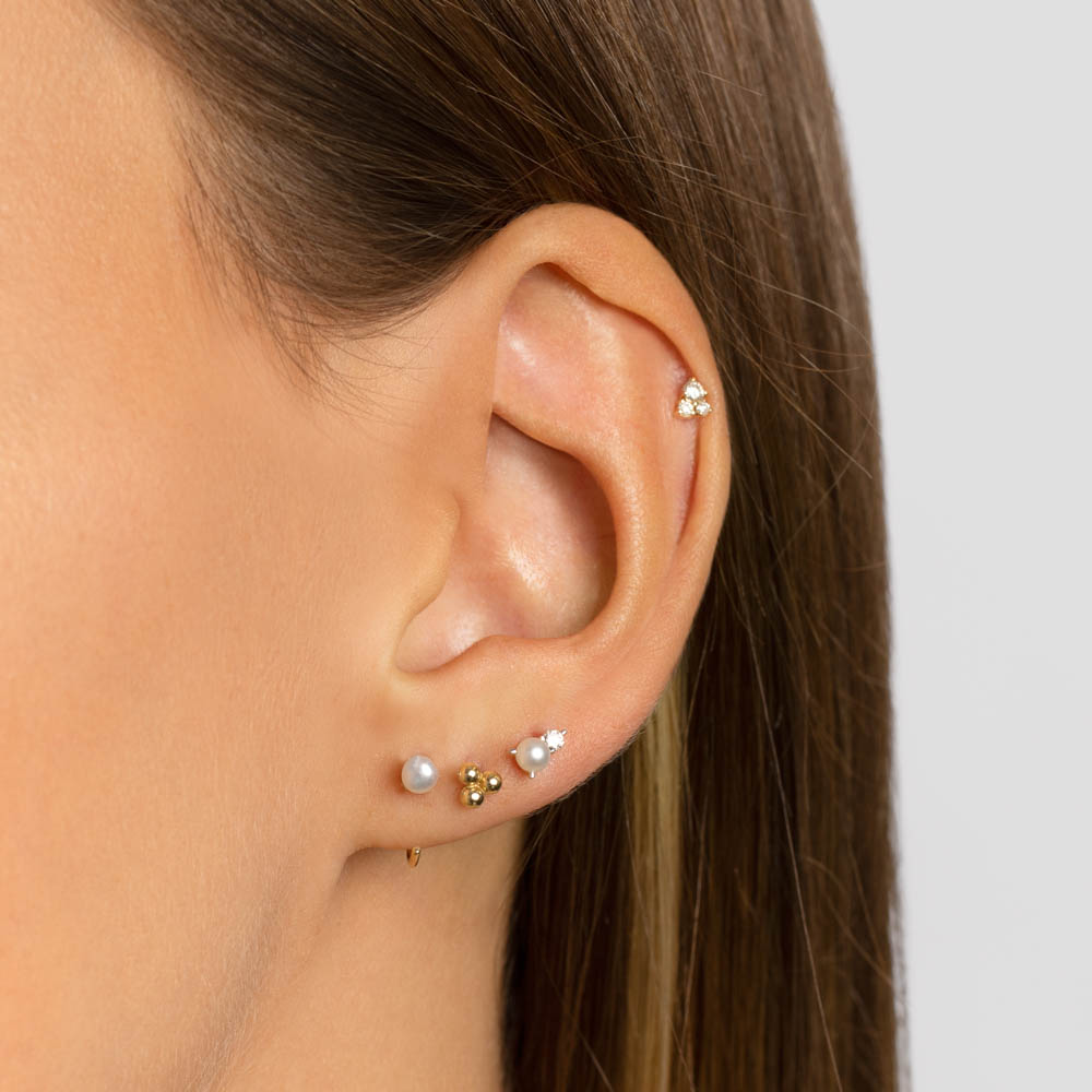 Medley Earrings Freshwater Pearl June Birthstone Hook Earrings in 10k Gold