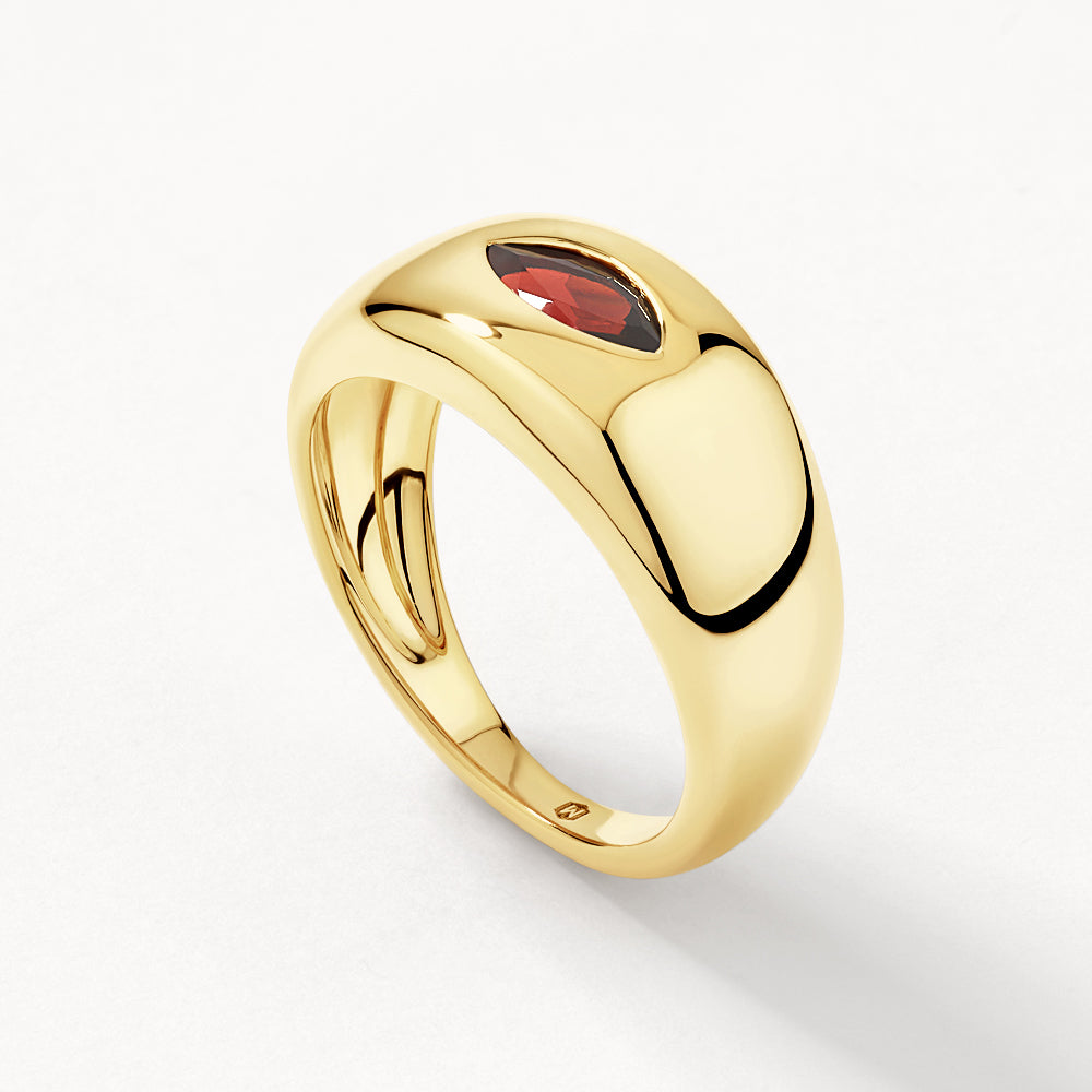 Medley Ring Garnet Marquise Curve Pinky Ring in Gold