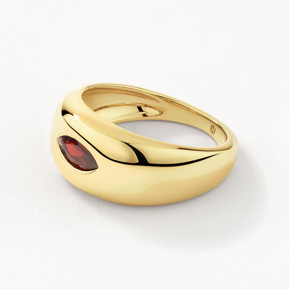 Medley Ring Garnet Marquise Curve Pinky Ring in Gold