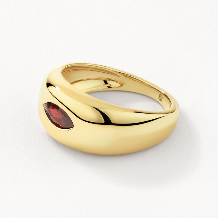 Medley Ring Garnet Marquise Curve Pinky Ring in Gold