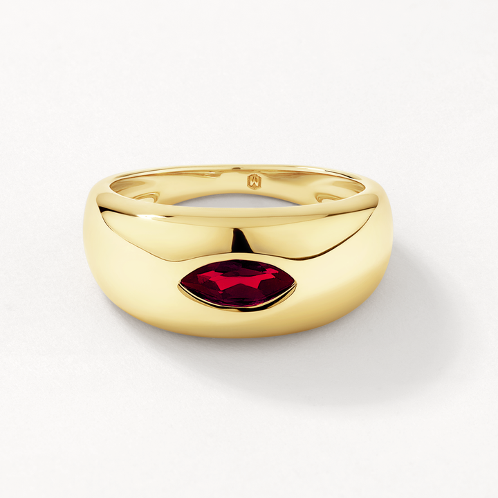 Medley Ring Garnet Marquise Curve Pinky Ring in Gold