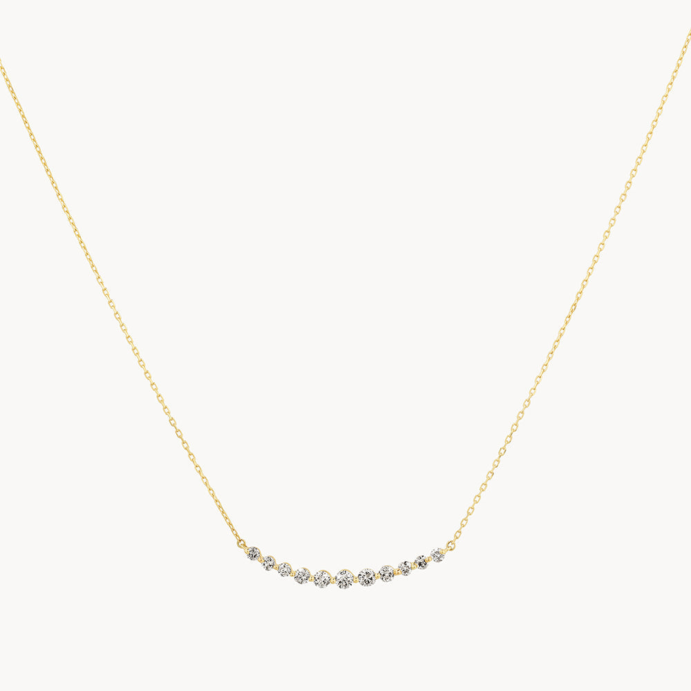 Medley Necklace Graduated Diamond Bar Necklace in 10k Gold
