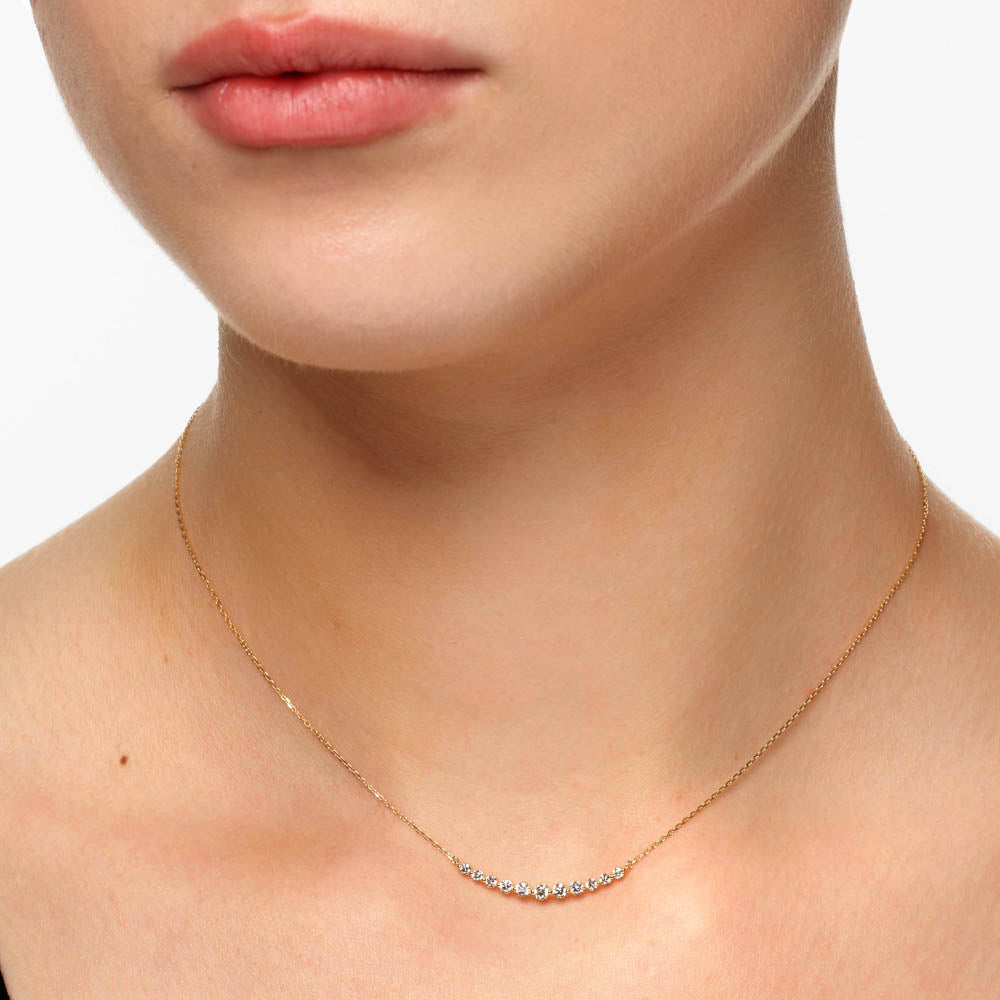 Medley Necklace Graduated Diamond Bar Necklace in 10k Gold