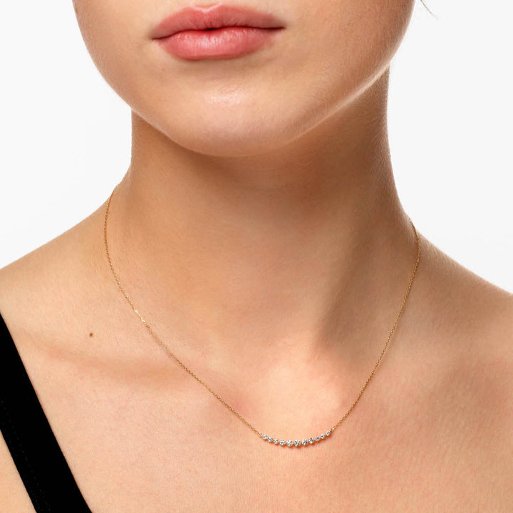 Graduated Diamond Bar Necklace in 10k Gold