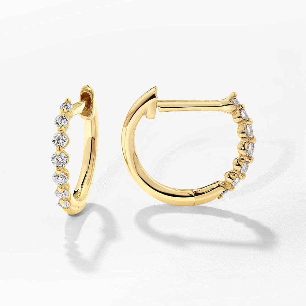 Medley Earrings Graduated Diamond Huggies in 10k Gold