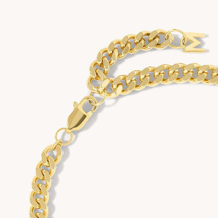 Medley Bracelets/Bangle Green Agate Curb Chain Bracelet in Gold