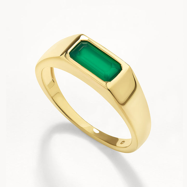 Medley Ring Green Agate Signet Pinky Ring in Gold