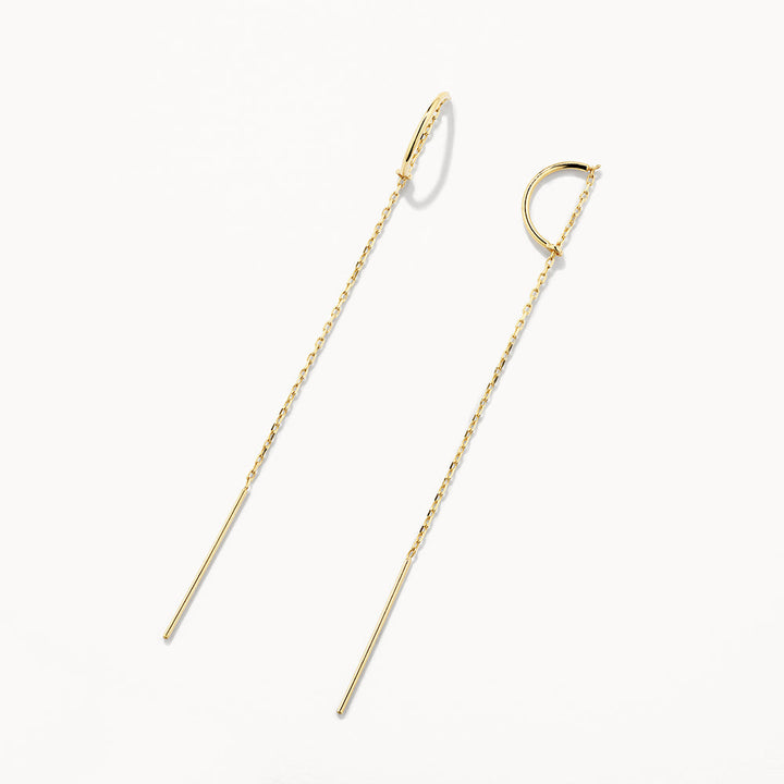 Half Hoop Bar Threader Earrings in 10k Gold
