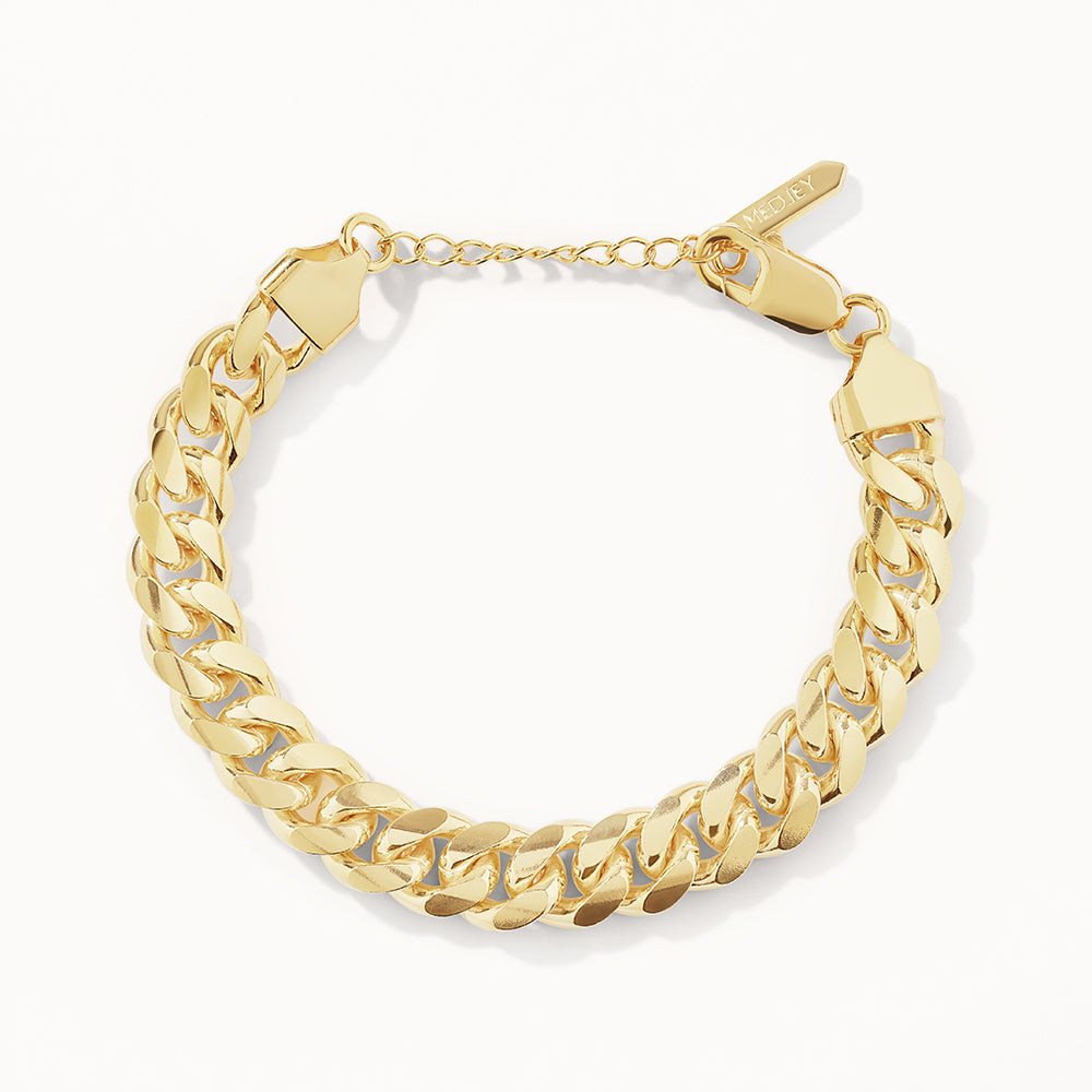 Heavy Flat Curb Bracelet in Gold