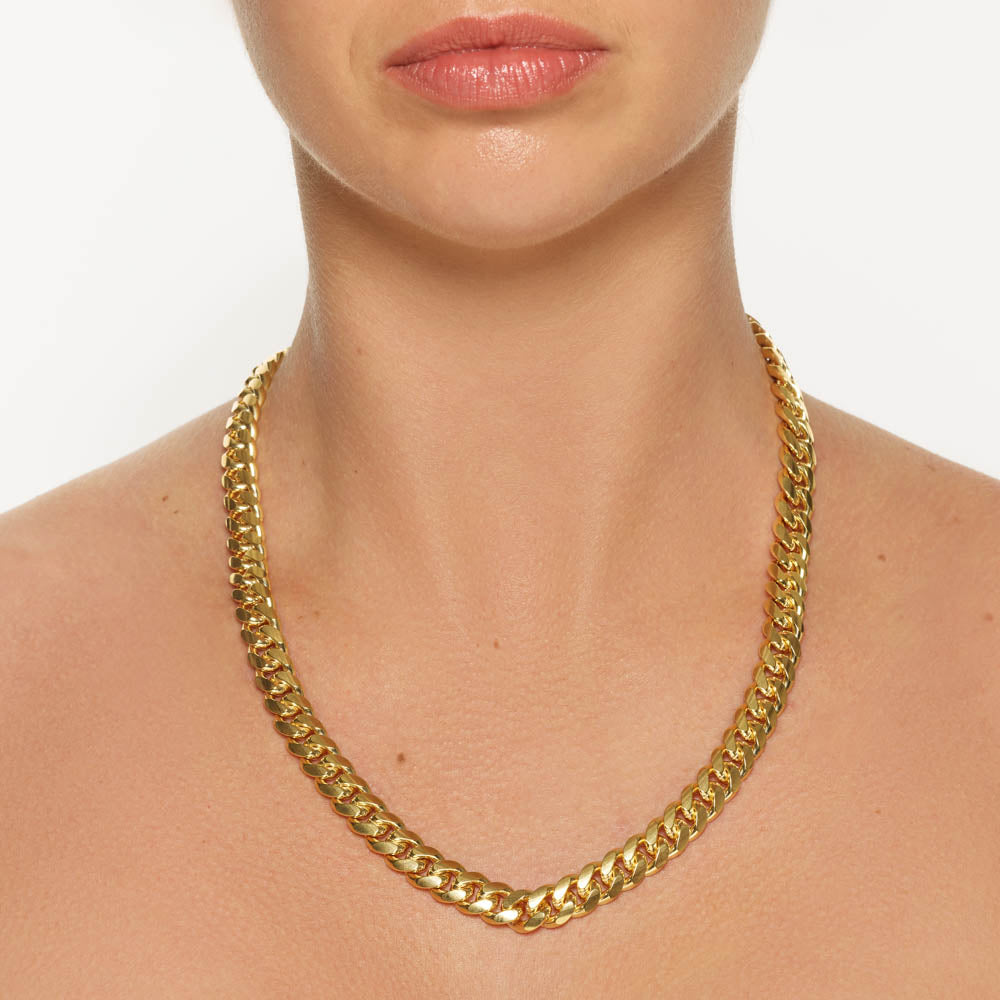 Medley Necklace Heavy Flat Curb Chain in Gold