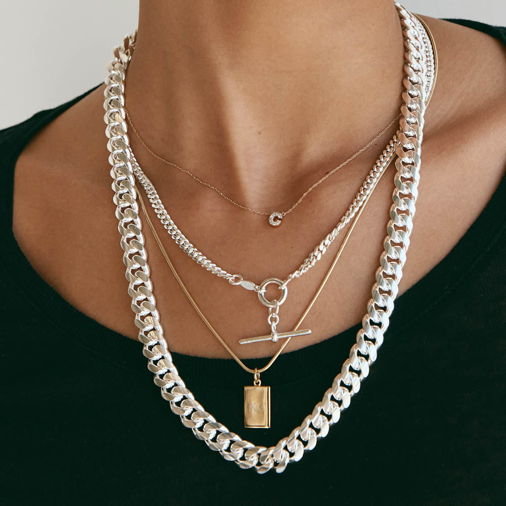 Heavy Flat Curb Chain in Silver Medley Jewellery1