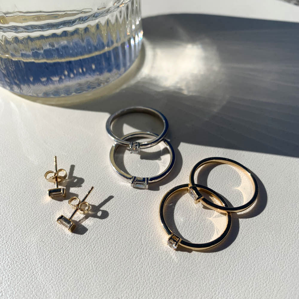 Medley Earrings Laboratory Grown Diamond Baguette Stud Earrings in 10k Gold