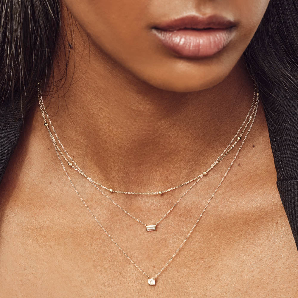Laboratory Grown Diamond 0.20ct Baguette Necklace in 10k Gold