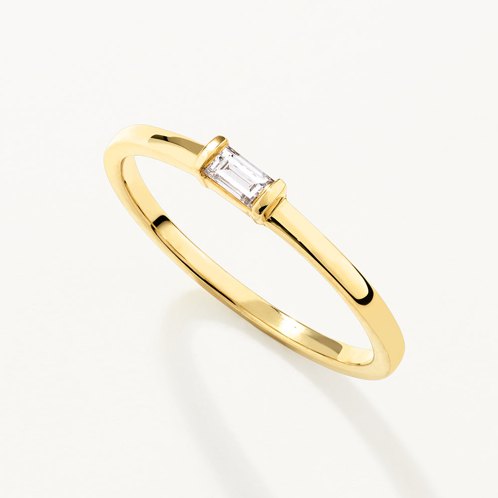 Medley Ring Laboratory Grown Diamond Baguette Solitaire Ring in 10k Gold