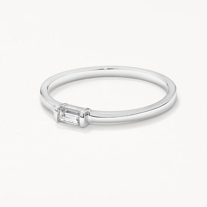 Medley Ring Laboratory Grown Diamond Baguette Solitaire Ring in Silver