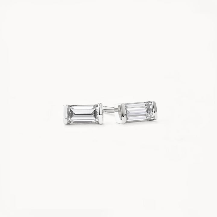 Medley Earrings Laboratory Grown Diamond Baguette Stud Earrings in Silver