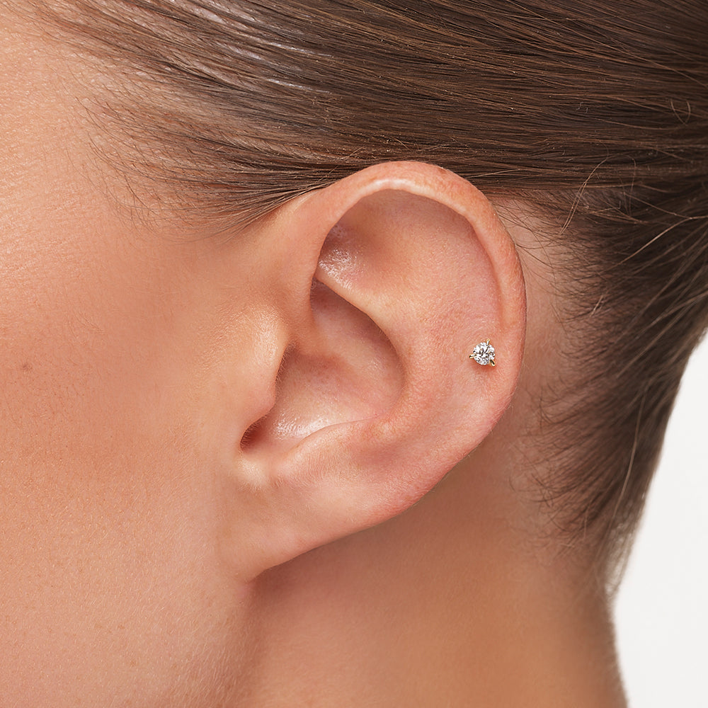 Lab-Grown Diamond Helix Single Stud Earring in 10k Gold