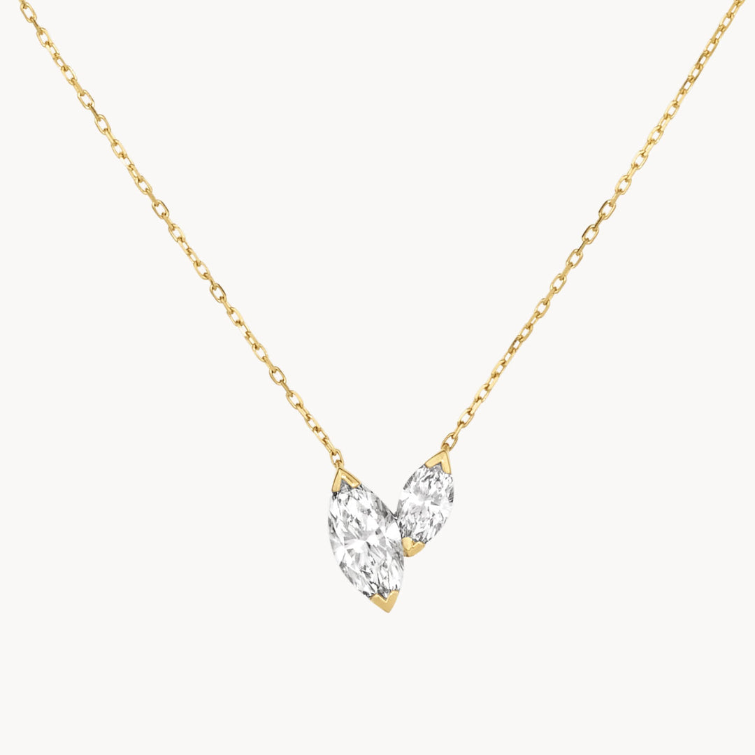 Medley Necklace Laboratory-Grown Diamond 0.70ct Double Marquise Necklace in 10k Gold