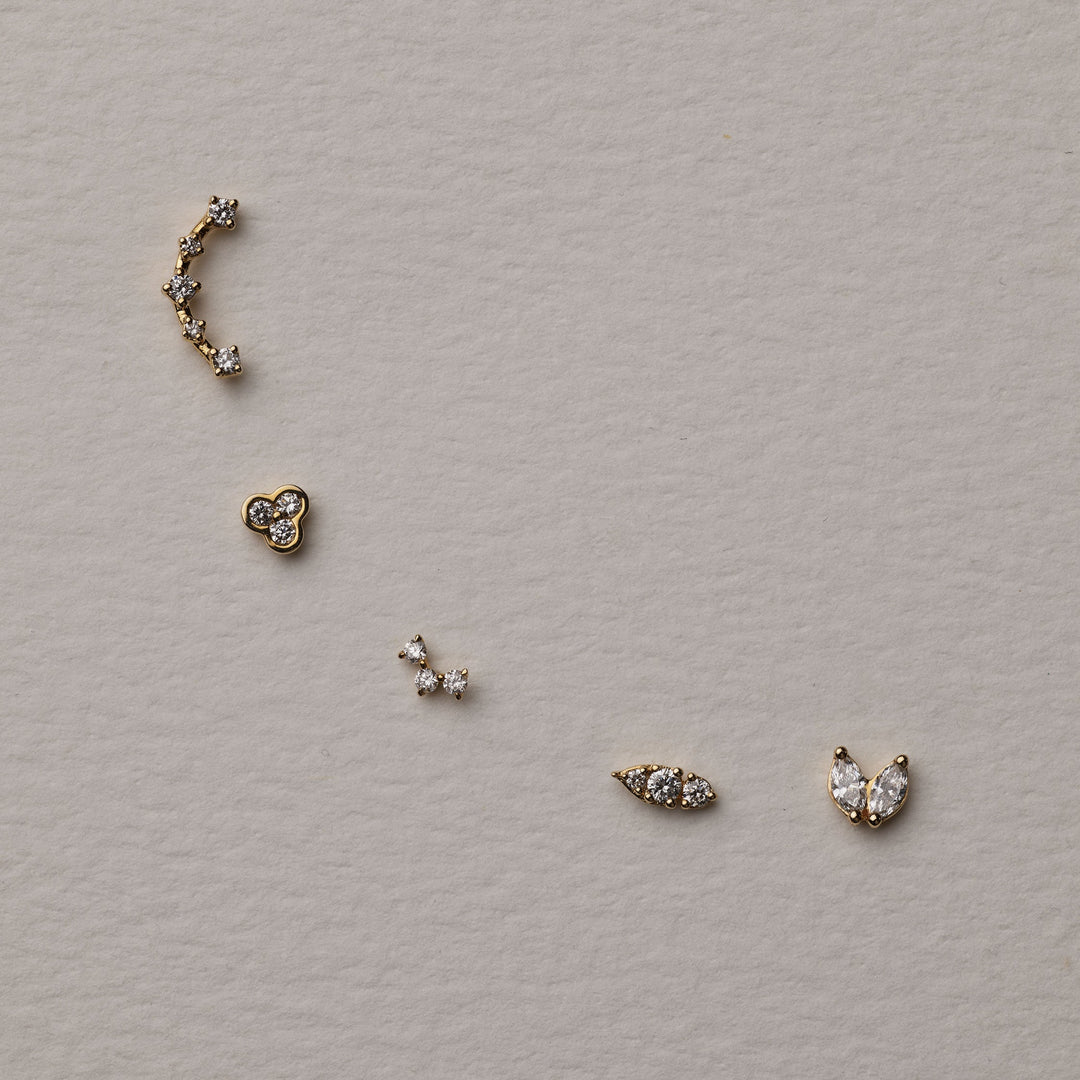 Medley Earrings Laboratory-Grown Diamond Bezel Trio Helix Single Stud Earring in 10k Gold