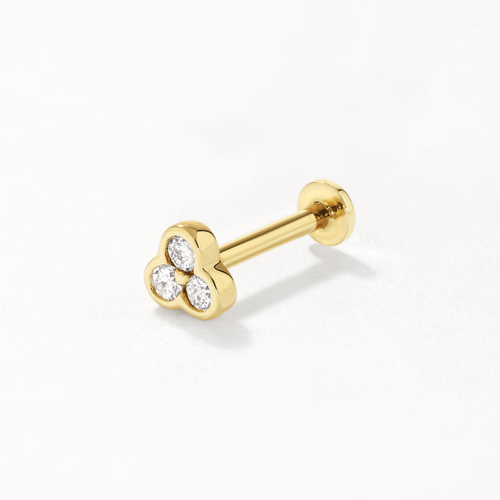 Medley Earrings Laboratory-Grown Diamond Bezel Trio Helix Single Stud Earring in 10k Gold