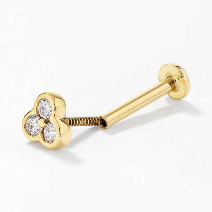 Medley Earrings Laboratory-Grown Diamond Bezel Trio Helix Single Stud Earring in 10k Gold