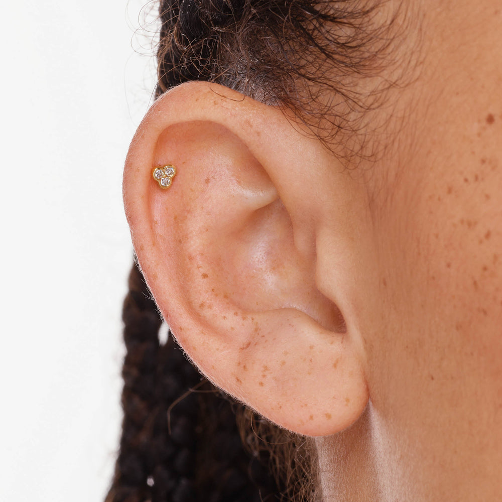 Medley Earrings Laboratory-Grown Diamond Bezel Trio Helix Single Stud Earring in 10k Gold