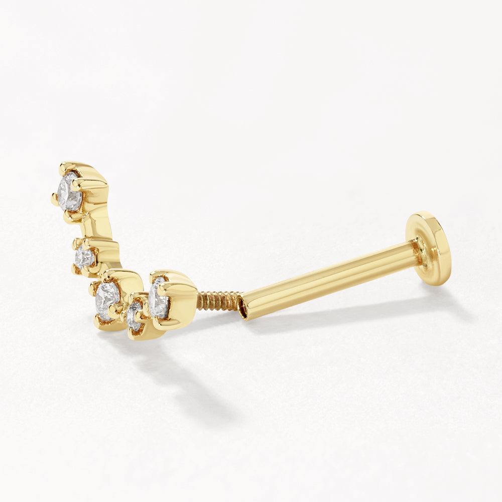 Medley Earrings Laboratory-Grown Diamond Curve Climber Helix Single Stud Earring in 10k Gold