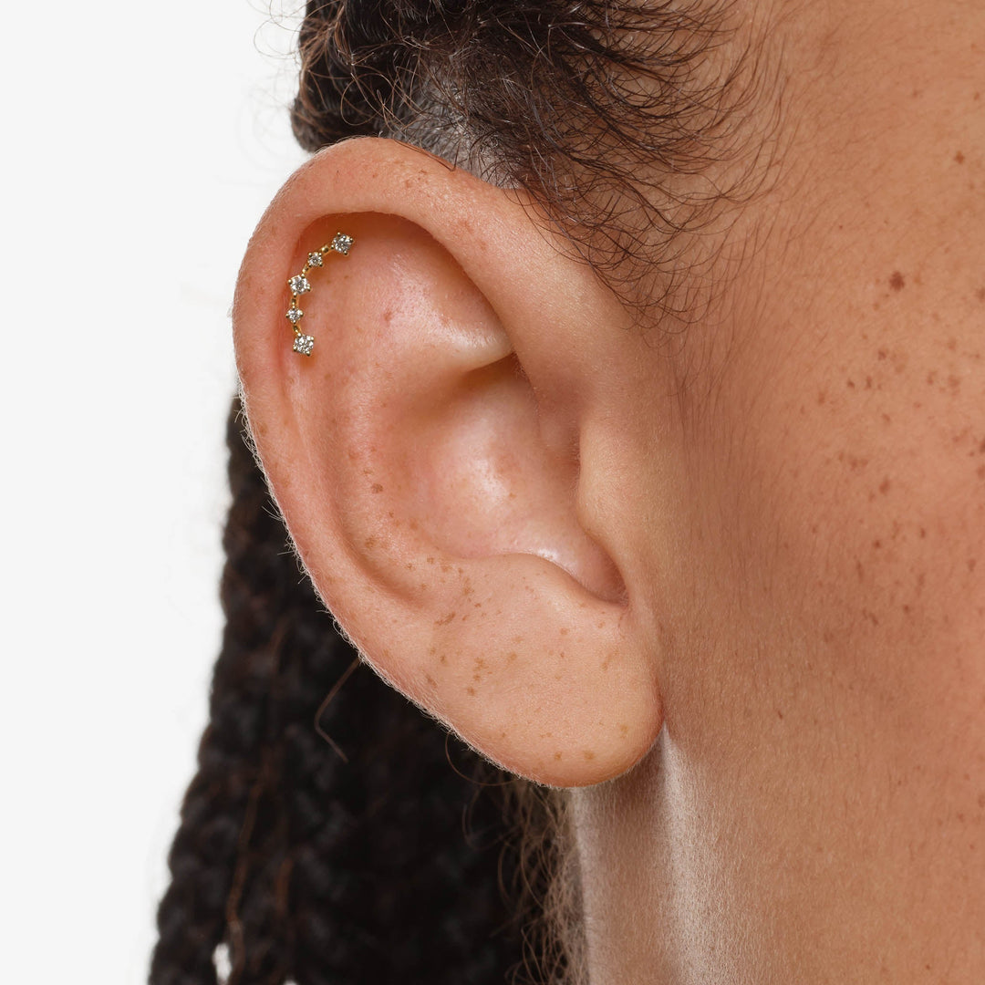 Medley Earrings Laboratory-Grown Diamond Curve Climber Helix Single Stud Earring in 10k Gold