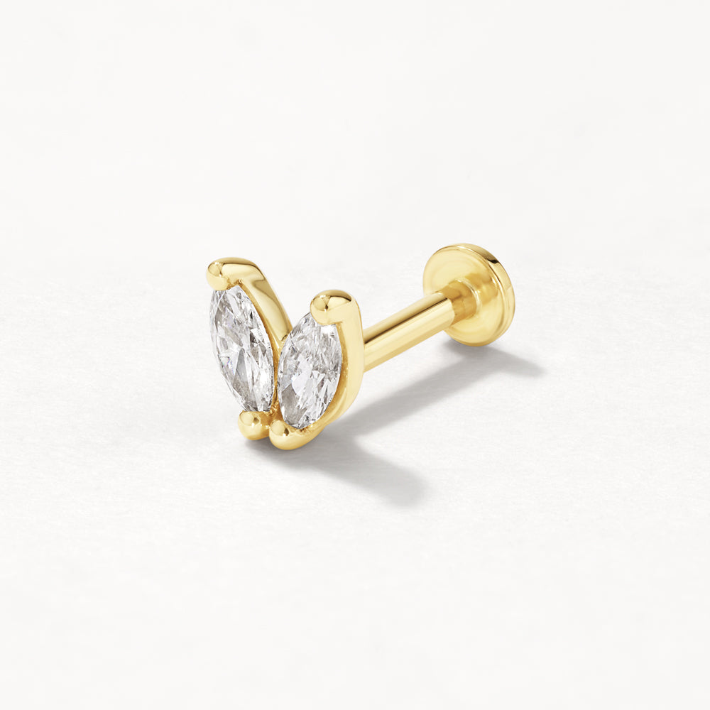 Medley Earrings Laboratory-Grown Diamond Double Marquise Helix Single Stud Earring in 10k Gold