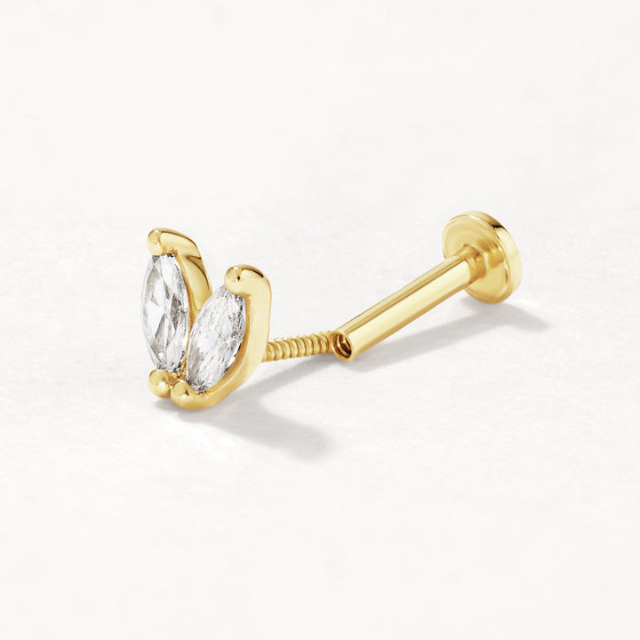 Medley Earrings Laboratory-Grown Diamond Double Marquise Helix Single Stud Earring in 10k Gold