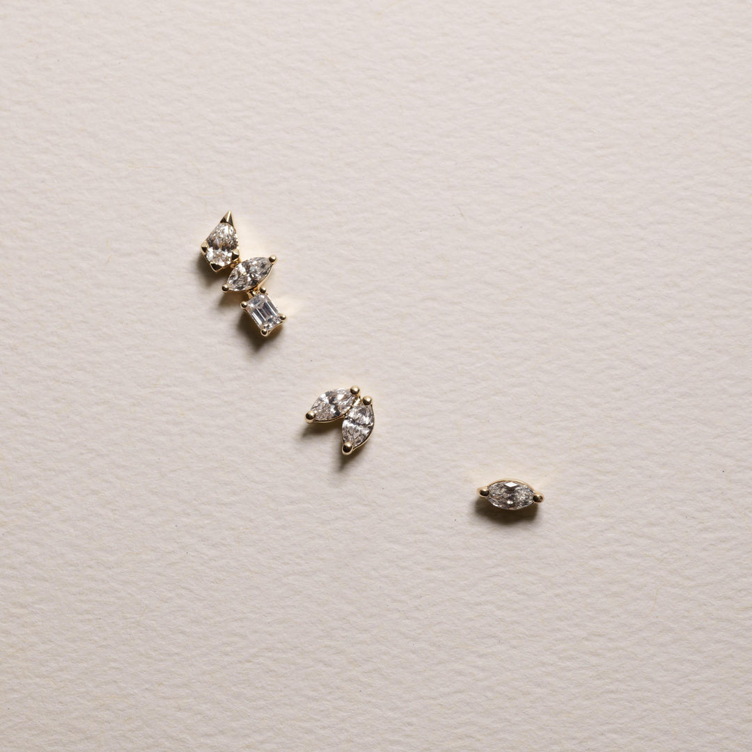 Medley Earrings Laboratory-Grown Diamond Double Marquise Helix Single Stud Earring in 10k Gold