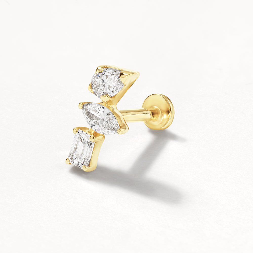 Medley Earrings Laboratory-Grown Diamond Fancy Trio Helix Single Stud Earring in 10k Gold