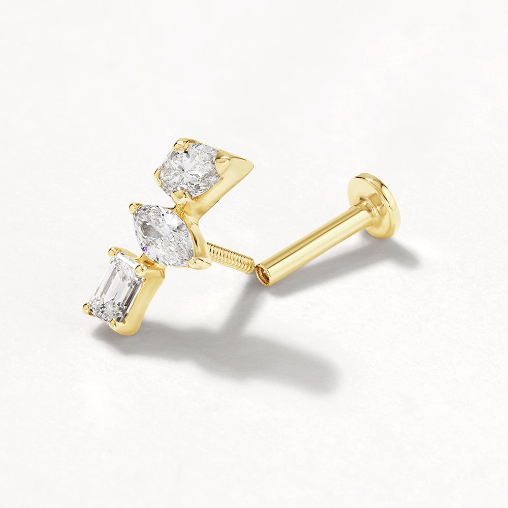 Medley Earrings Laboratory-Grown Diamond Fancy Trio Helix Single Stud Earring in 10k Gold