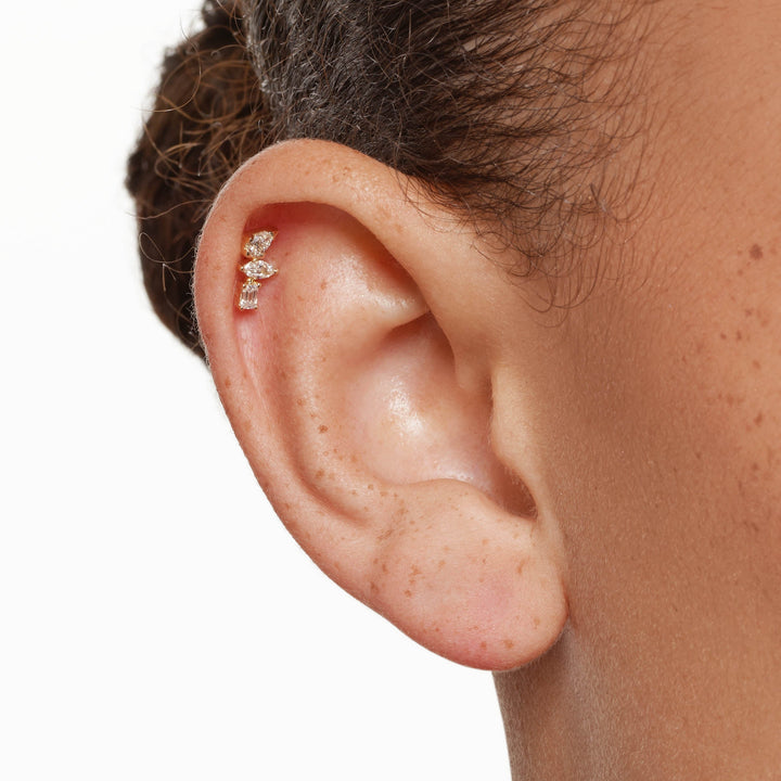 Medley Earrings Laboratory-Grown Diamond Fancy Trio Helix Single Stud Earring in 10k Gold