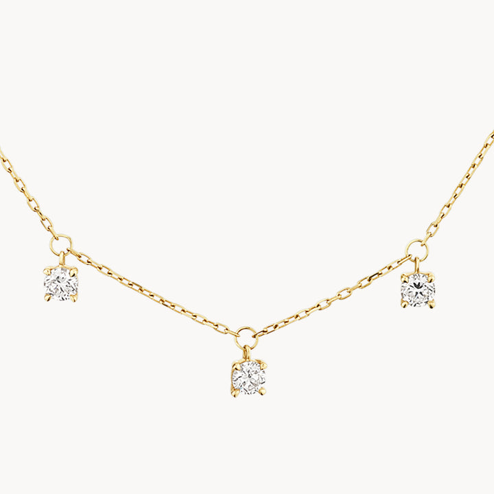 Medley Necklace Laboratory-Grown Diamond Floating Droplet Necklace in 10k Gold