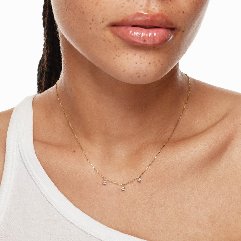 Medley Necklace Laboratory-Grown Diamond Floating Droplet Necklace in 10k Gold