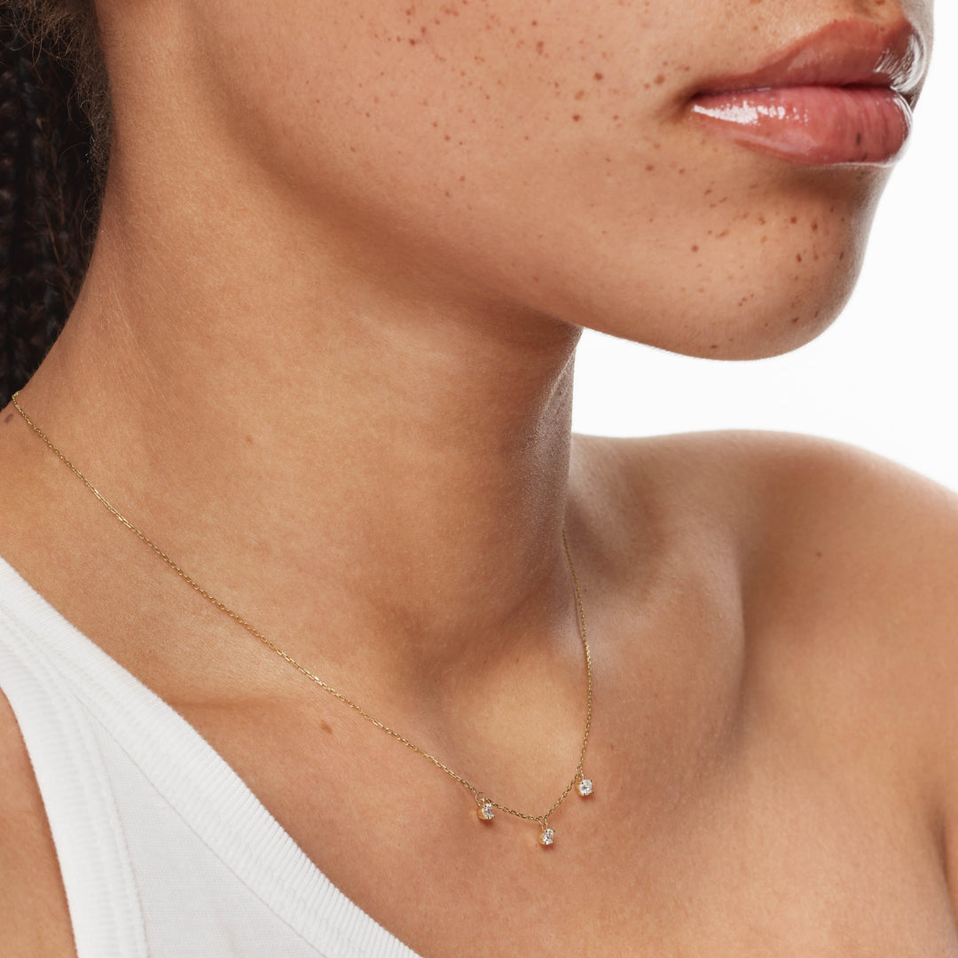 Medley Necklace Laboratory-Grown Diamond Floating Droplet Necklace in 10k Gold