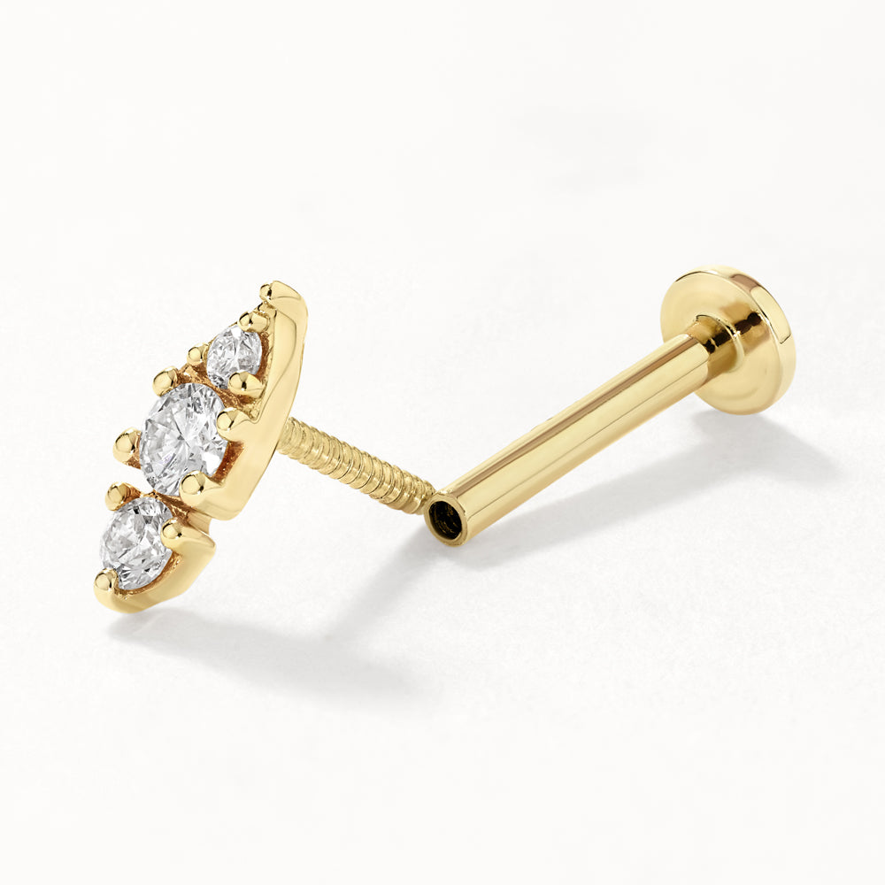 Medley Earrings Laboratory-Grown Diamond Pave Marquise Helix Single Stud Earring in 10k Gold