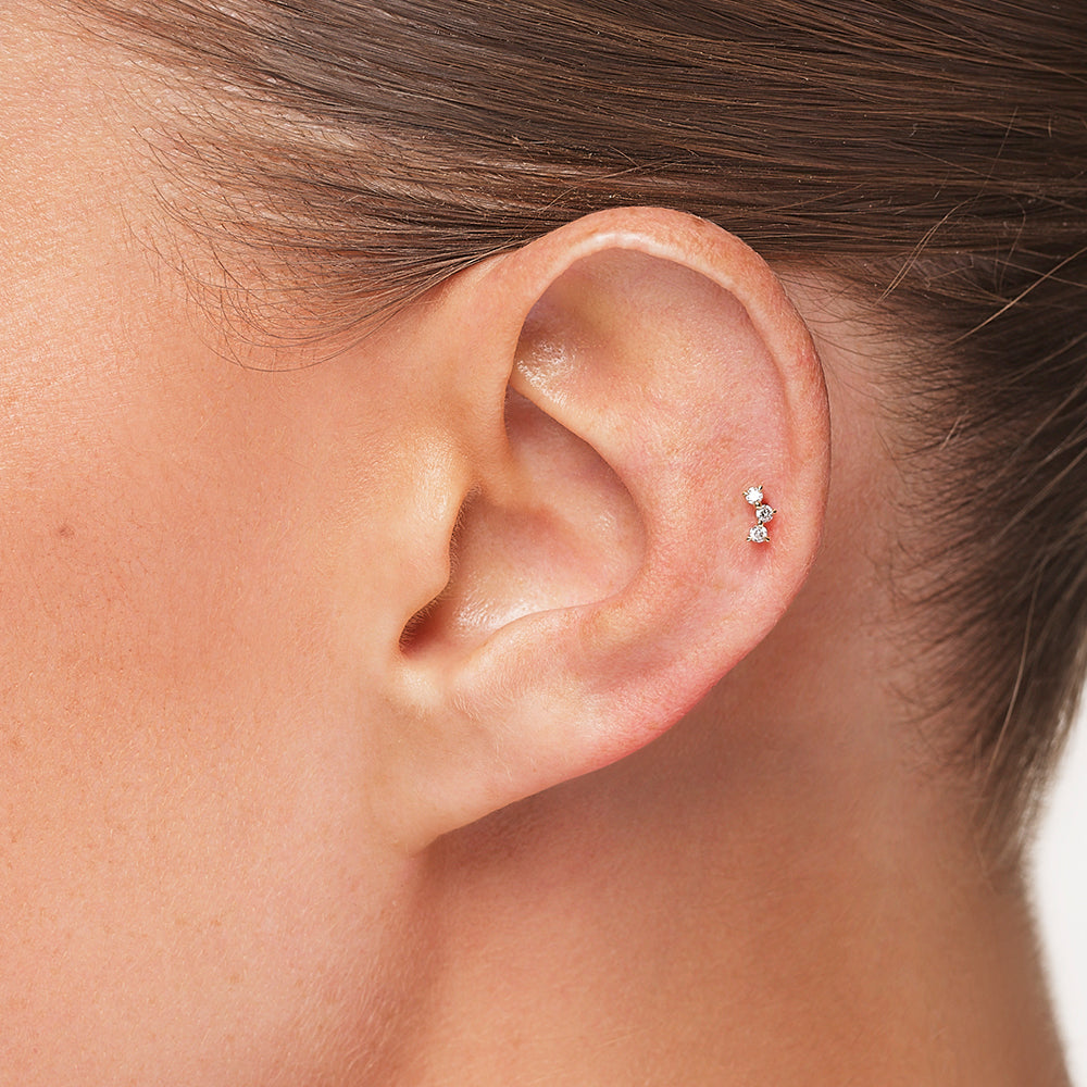 Medley Earrings Laboratory Grown Diamond Trio Bar Helix Single Stud Earring in 10k Gold