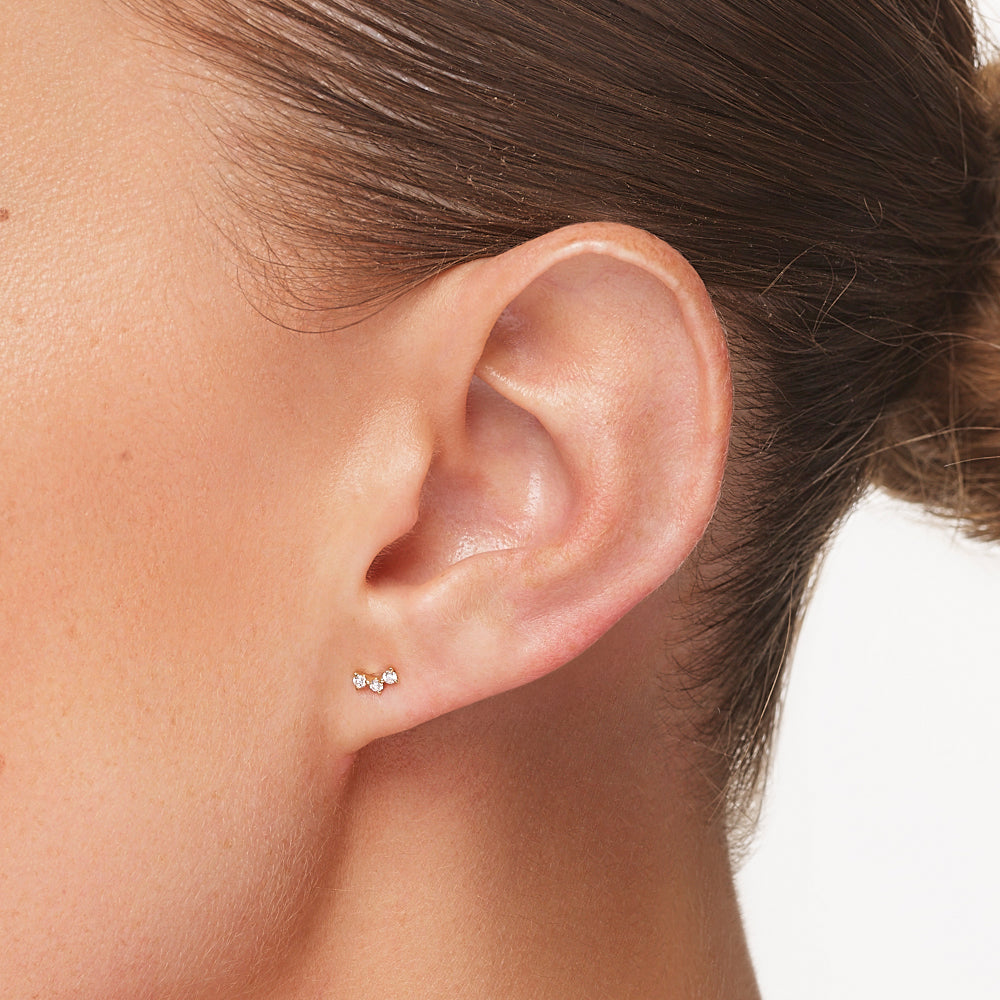 Medley Earrings Laboratory Grown Diamond Trio Bar Stud Earrings in 10k Gold