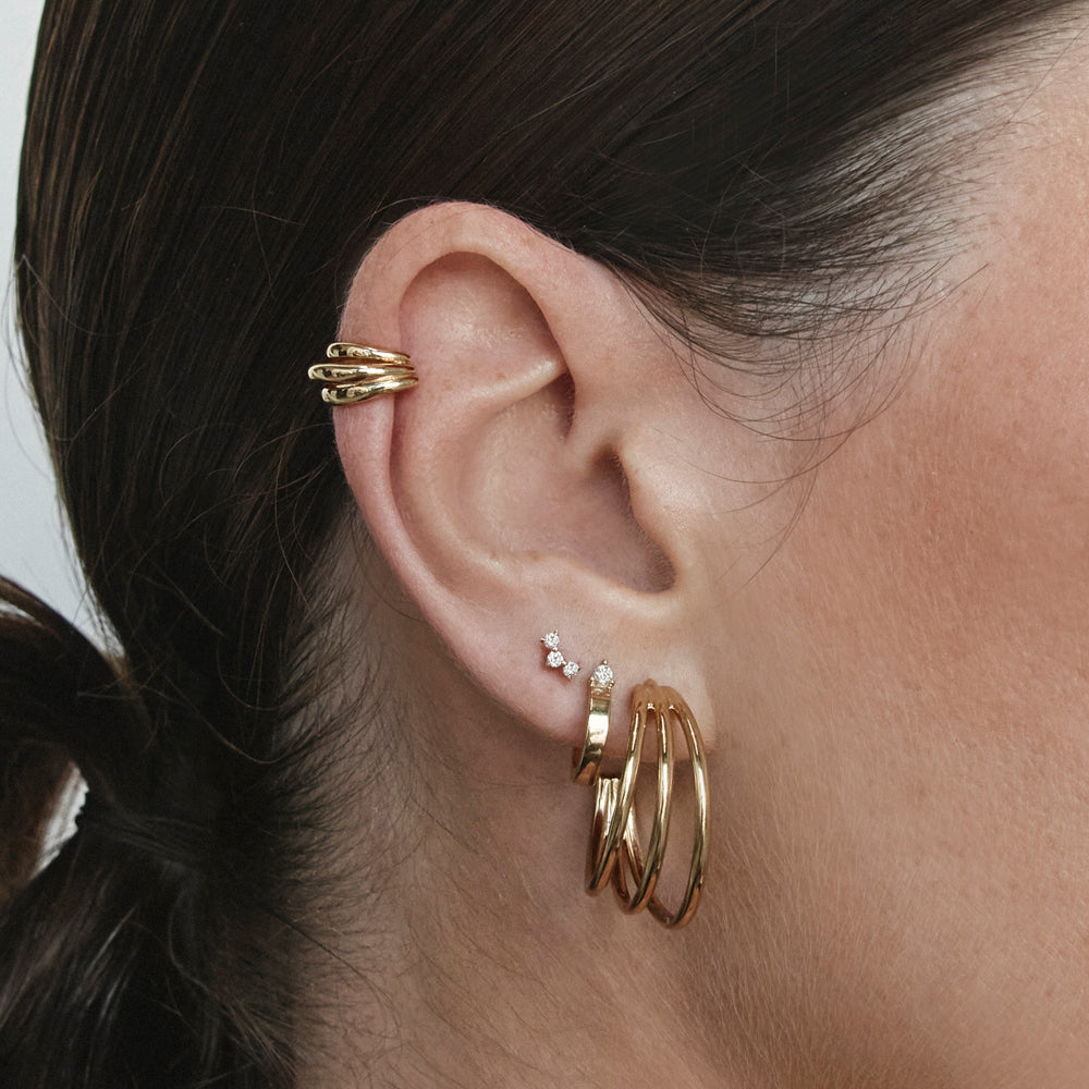 Medley Earrings Laboratory Grown Diamond Trio Bar Stud Earrings in 10k Gold