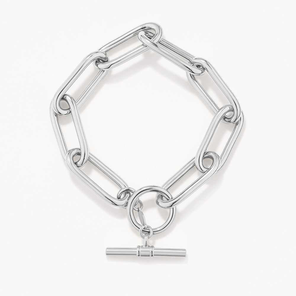 Medley Bangle/Bracelet Large Paperclip Toggle Bracelet in Silver