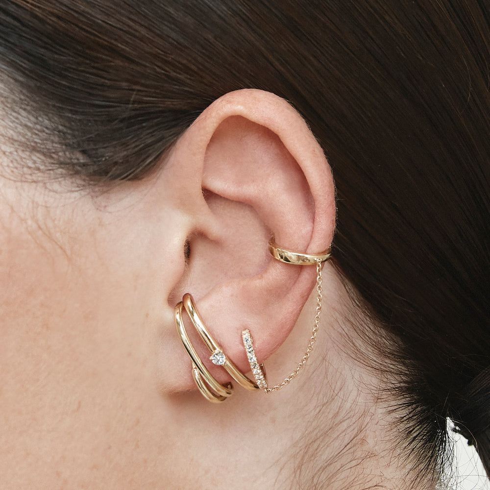 Medley Earrings Lobe Cuff Huggie Earring in 10k Gold