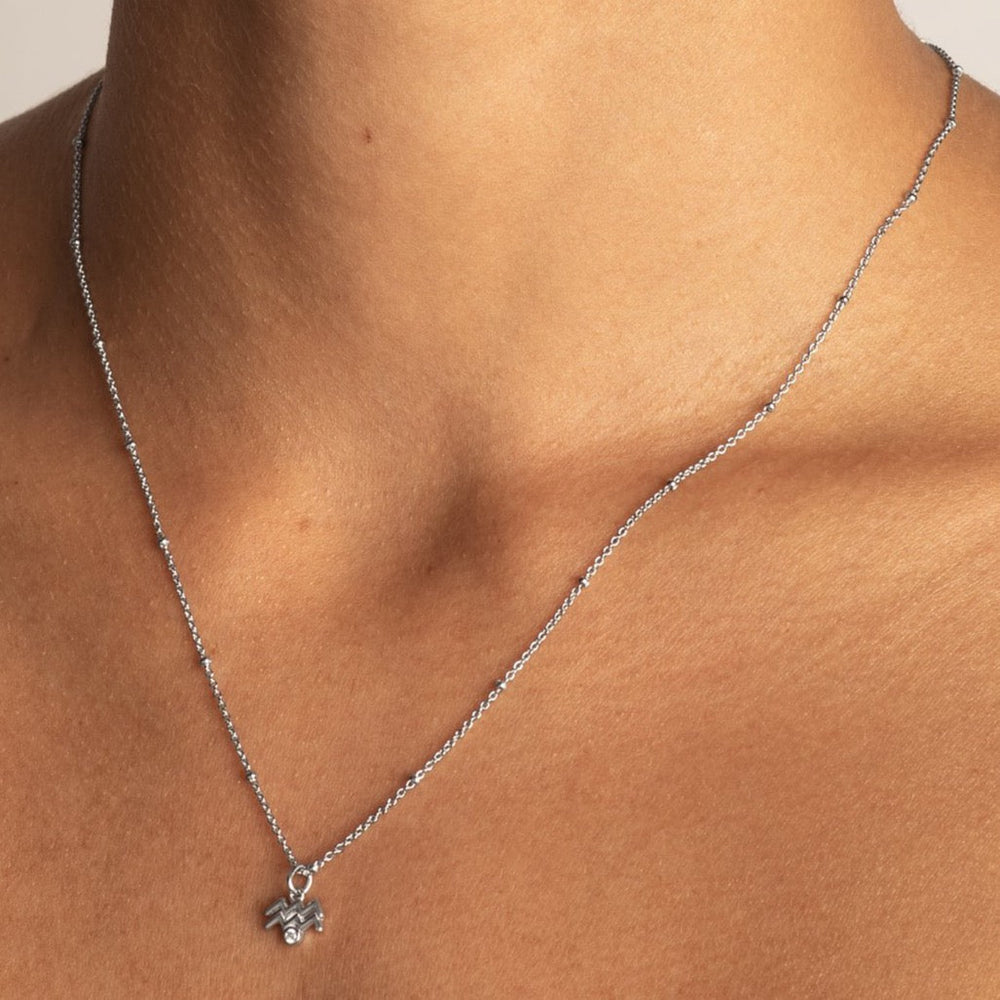 Medley Necklace Lucky Aquarius Zodiac Necklace in Silver