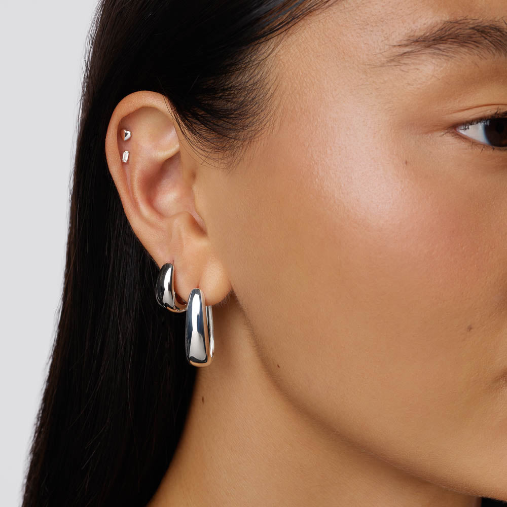 Medley Earrings Maxi Dome Hoops in Silver