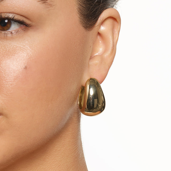 Maxi Drop Dome Hoops in Gold
