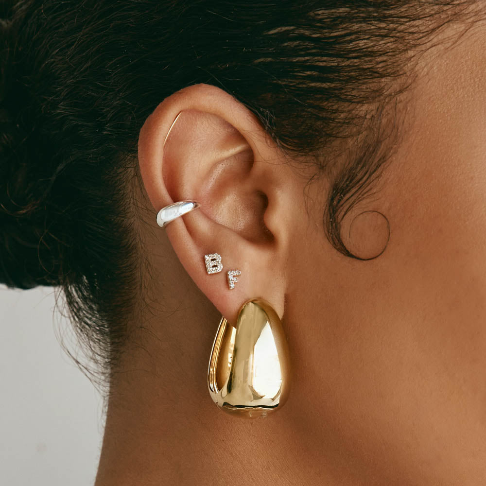 Medley Earrings Maxi Drop Dome Hoops in Gold